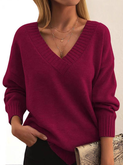 Avery - Cozy V-Neck Strikkegenser for Hverdagsbruk