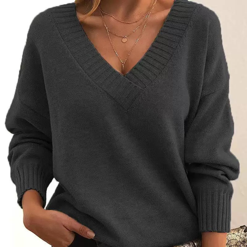 Avery - Cozy V-Neck Strikkegenser for Hverdagsbruk