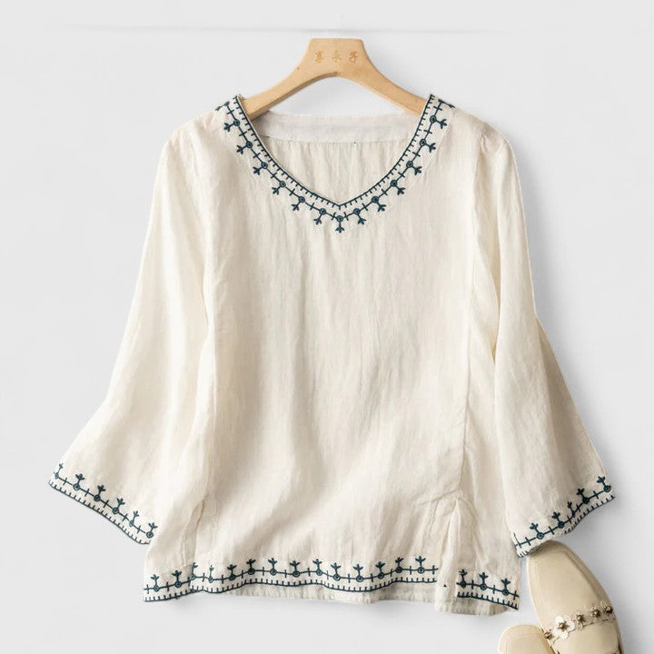 Taysia | Chic V-Hals Bluse for Enhver Anledning