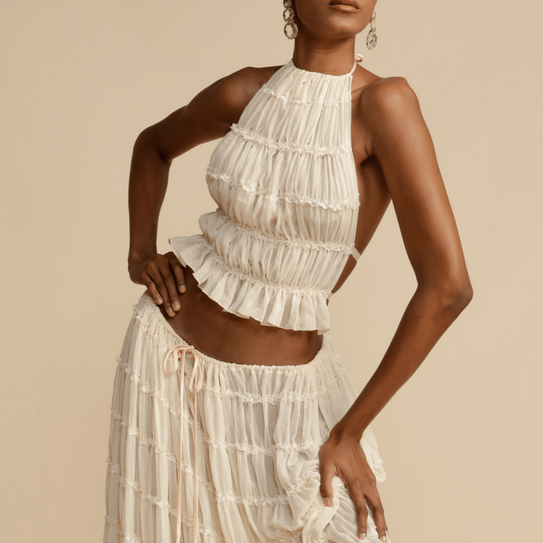 Chic Halter Top og Skjørt Sett for Stilige Anledninger