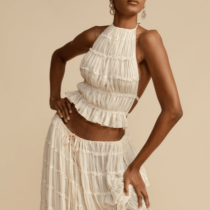Chic Halter Top og Skjørt Sett for Stilige Anledninger