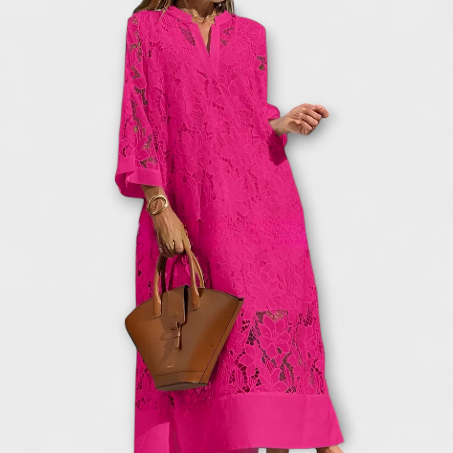 Valmere Dahlia Blomsterbrodert Kjole for Spesielle Anledninger