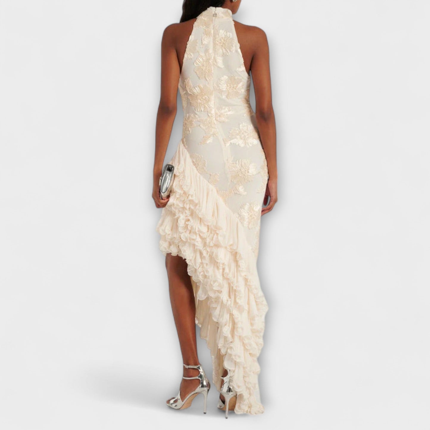 Karen - Floral Appliqué Maxi Kjole for Spesielle Anledninger