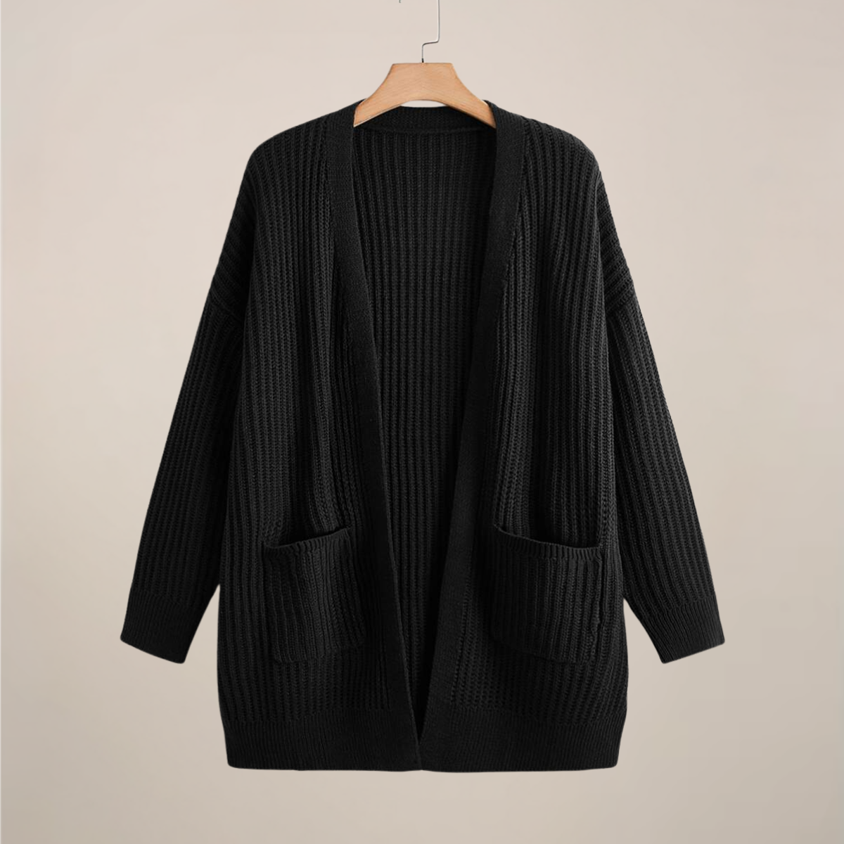 Plus Size Langermet Åpen Cardigan for Stilige Lag
