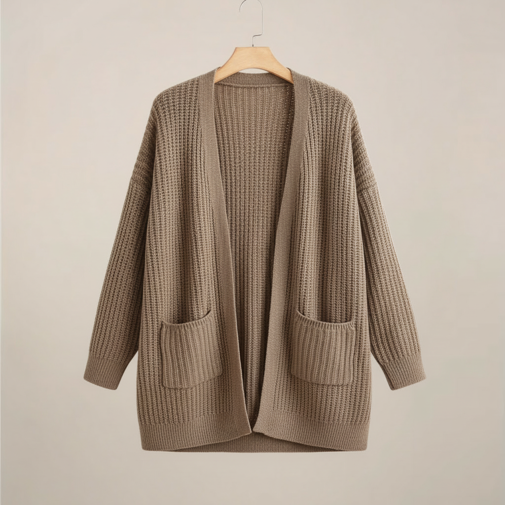 Plus Size Langermet Åpen Cardigan for Stilige Lag