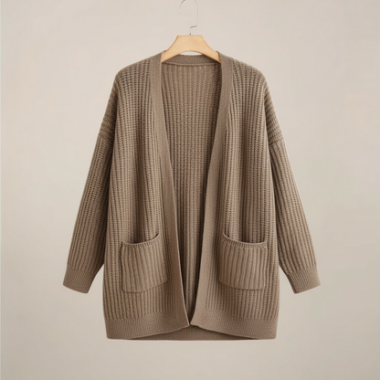 Plus Size Langermet Åpen Cardigan for Stilige Lag