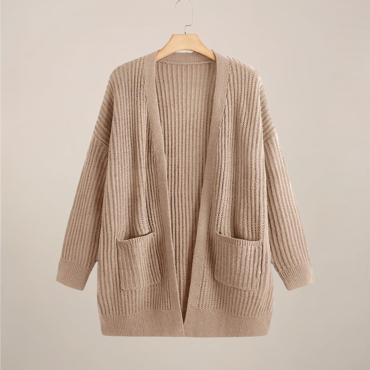 Plus Size Langermet Åpen Cardigan for Stilige Lag