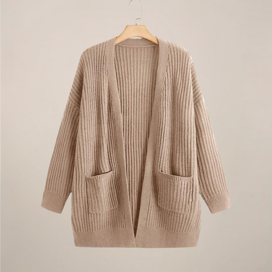 Plus Size Langermet Åpen Cardigan for Stilige Lag