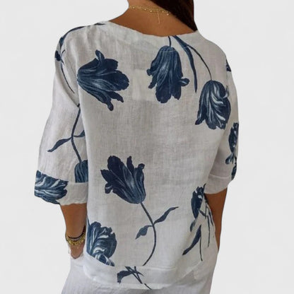 Isabel | Chic Blomstertrykk Bluse for Spesielle Anledninger