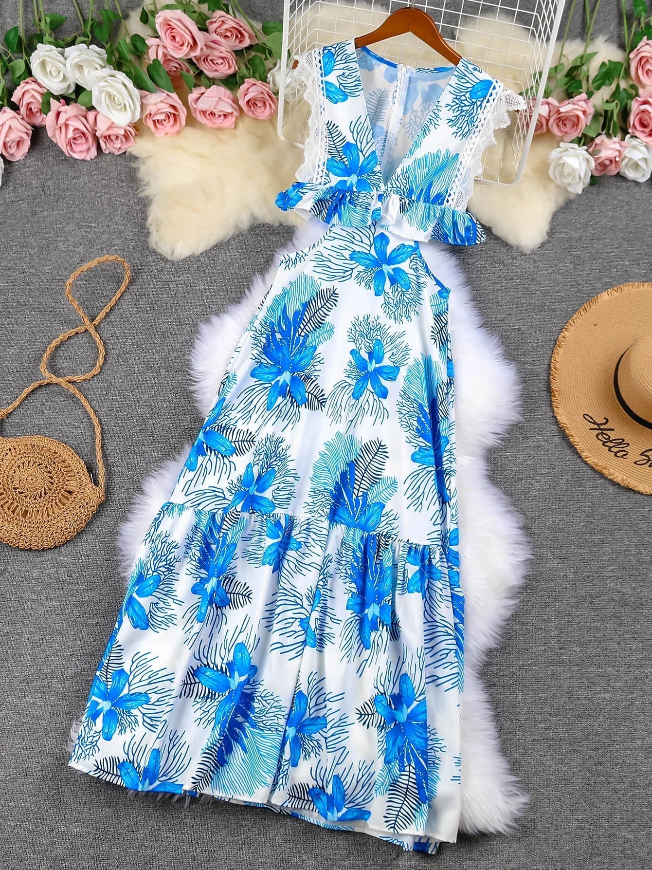 Trendy Uten Ermer Blonde Bryllupsgjestekjole