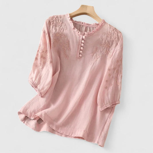 Vasilene | Chic Knappe-Front Bluse for Alle Anledninger