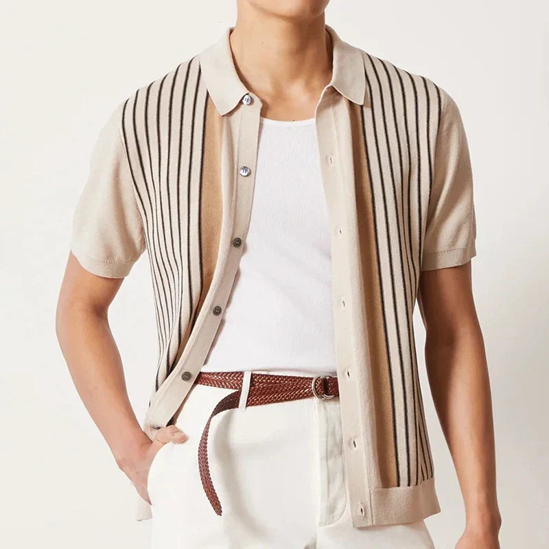 Herre Stripete Polo Skjorte for Vår- og Sommerbruk