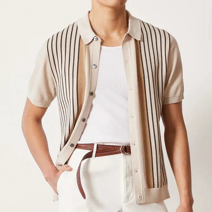 Herre Stripete Polo Skjorte for Vår- og Sommerbruk