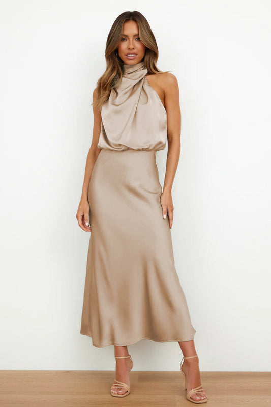 Bryllupsgjestekjole – Chic Satin Halter