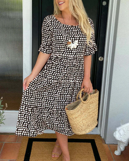 Zora Sable Midi-kjole med Korte Ermer for Hver Anledning