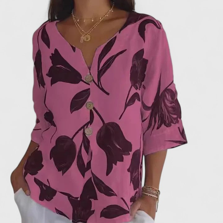 Isabel | Chic Blomstertrykk Bluse for Spesielle Anledninger