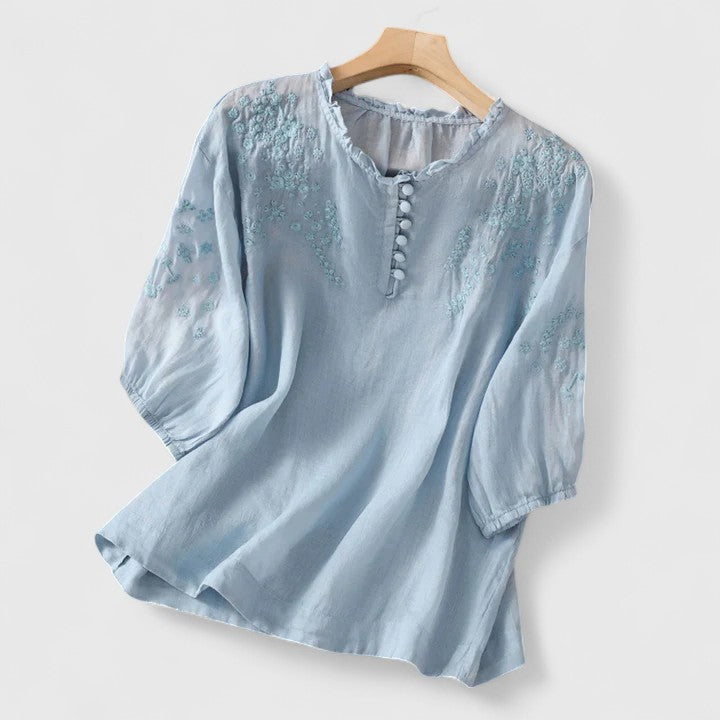 Vasilene | Chic Knappe-Front Bluse for Alle Anledninger