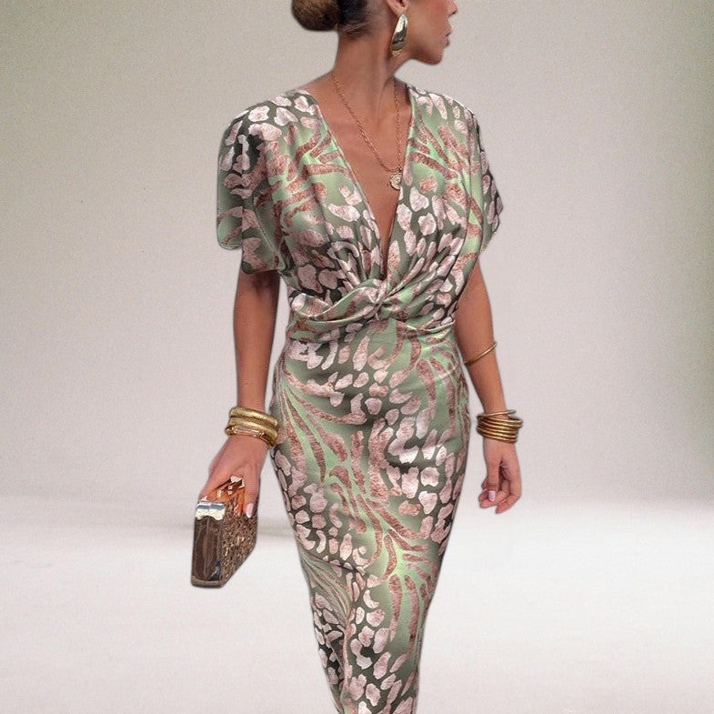 Vridde V-hals Maxi Kjole for Spesielle Anledninger