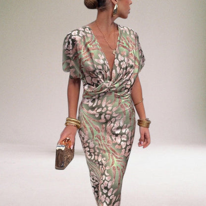 Vridde V-hals Maxi Kjole for Spesielle Anledninger