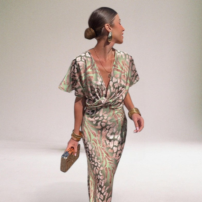 Vridde V-hals Maxi Kjole for Spesielle Anledninger