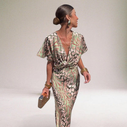 Vridde V-hals Maxi Kjole for Spesielle Anledninger