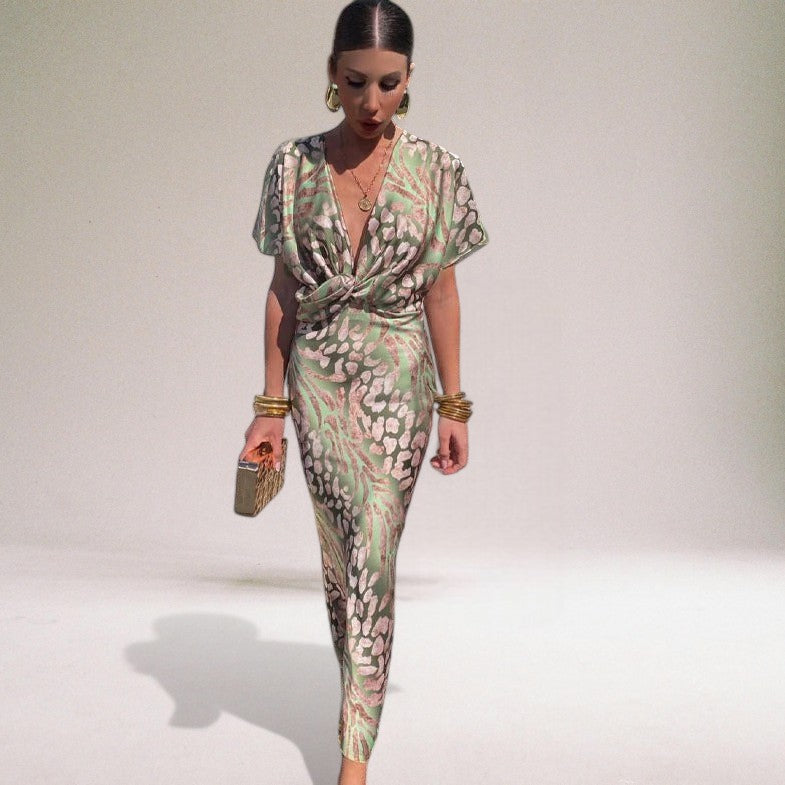 Vridde V-hals Maxi Kjole for Spesielle Anledninger