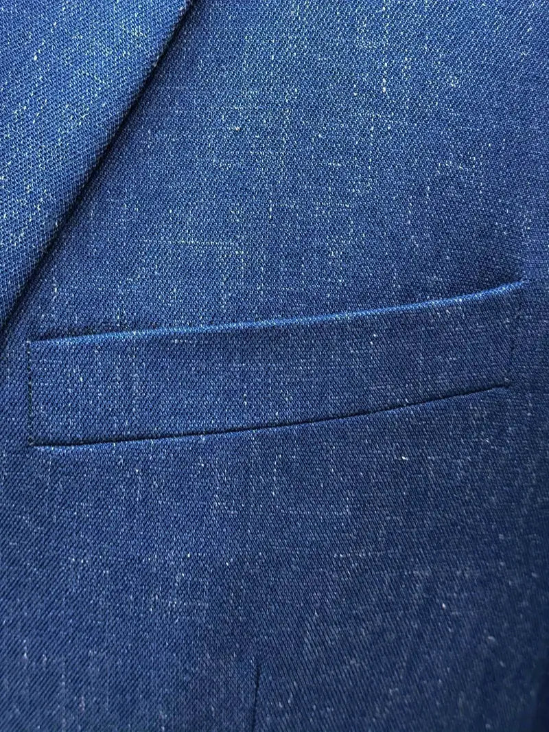 Herre Linblanding Dress Sett - Slim Blazer & Bukser for Formelle Anledninger