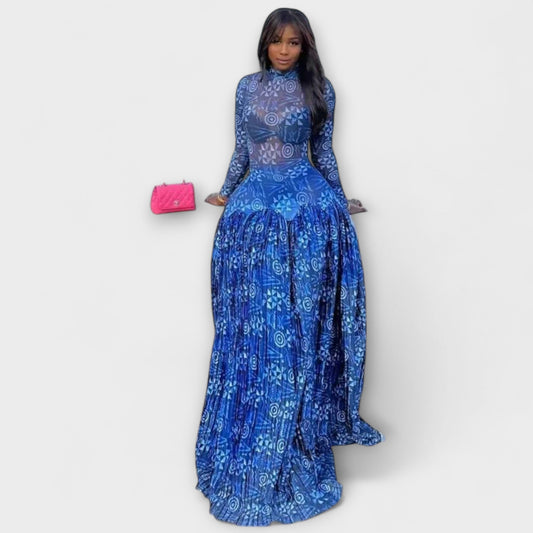 Mia Maxi Kjole i Blomster Mesh for Arrangementer