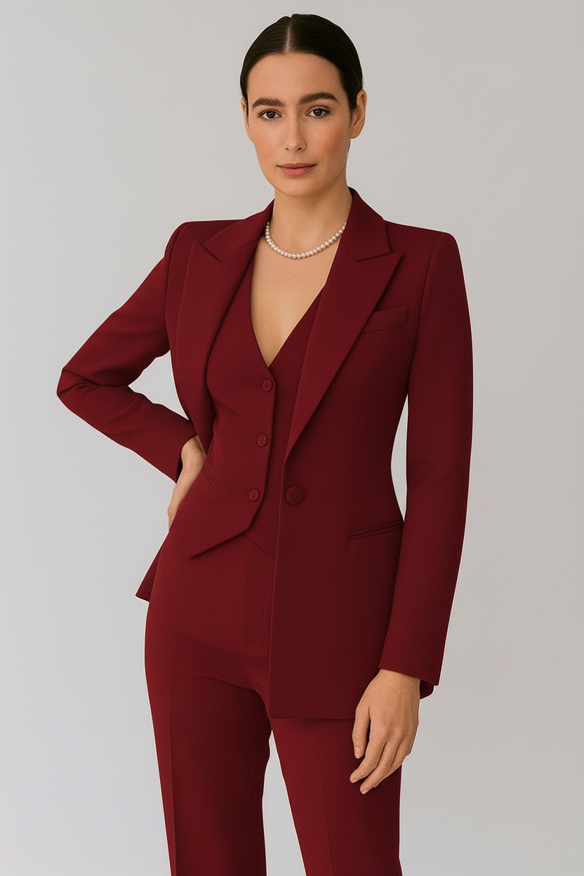 Stilig Kvinners 3-Delt Dress Set – Elegant Blazer, Vest og Slim Trousers for Enhver Anledning