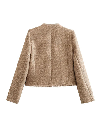 Chic Kragefri Dame Blazer med Gullknapper