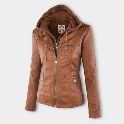 Chic Brown Hooded Zip-Up Jacket for All Seasons