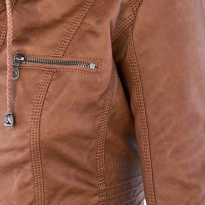 Chic Brown Hooded Zip-Up Jacket for All Seasons