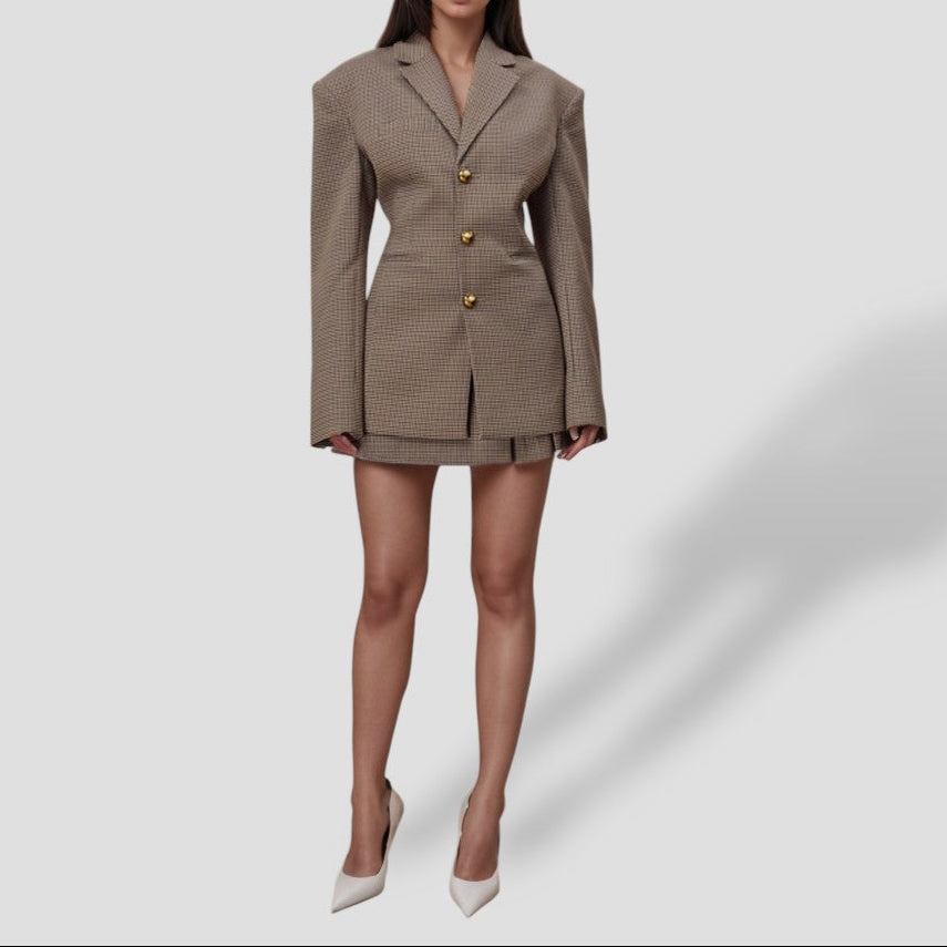 Kvinnes Vintage Rutete Blazer for Stilige Anledninger