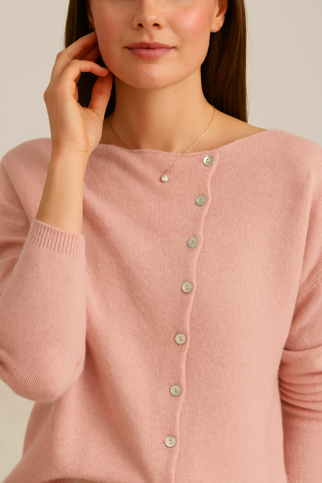 Asymmetrisk V-hals Cardigan Genser for Kvinner