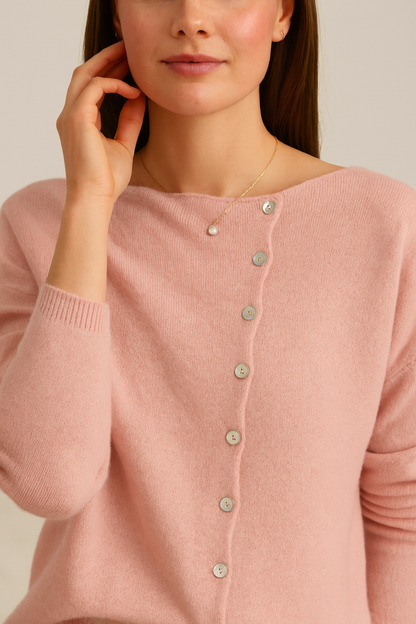 Asymmetrisk V-hals Cardigan Genser for Kvinner