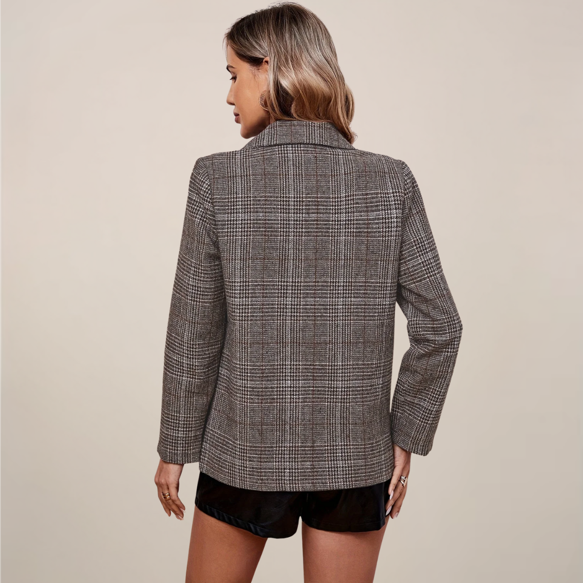 Chic Dame Rutete Blazer for Jobb & Arrangementer