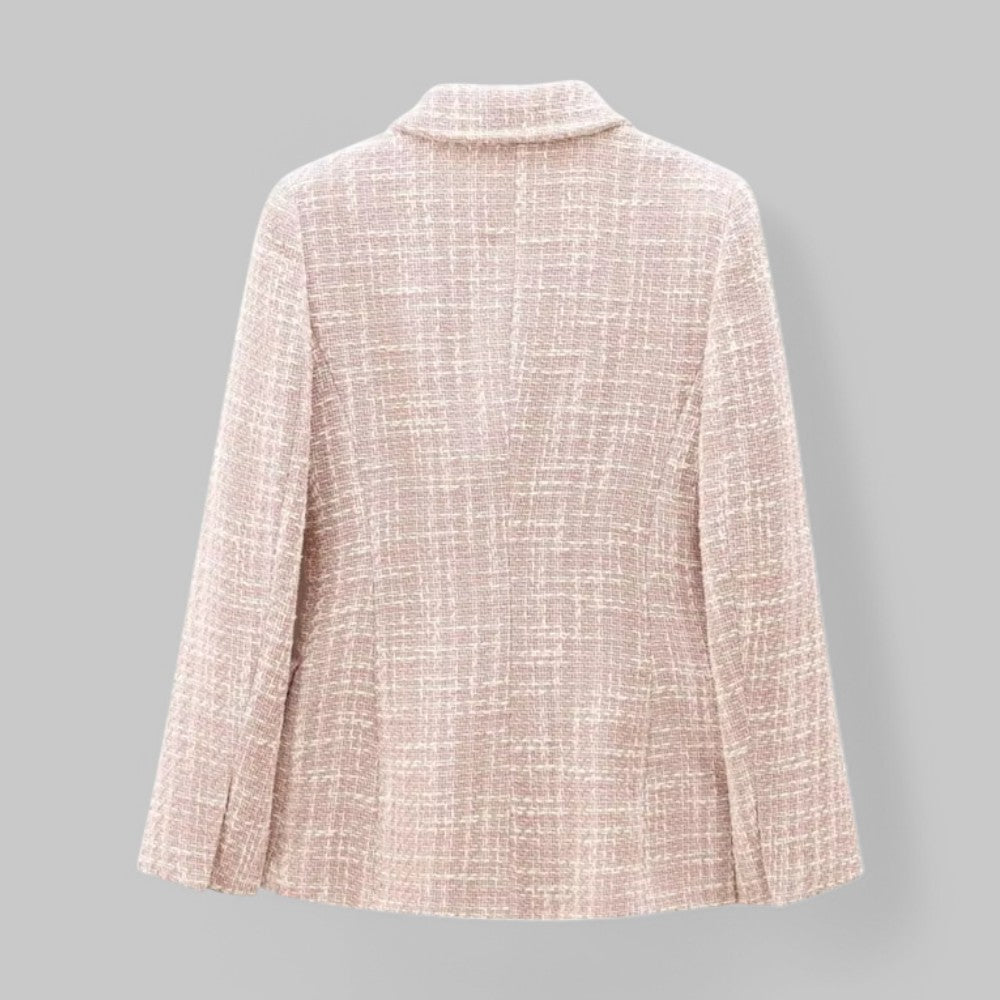 Chic Rosa Tweed Blazer for Damer - Ideell for Arbeid eller Arrangementer