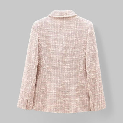 Chic Rosa Tweed Blazer for Damer - Ideell for Arbeid eller Arrangementer