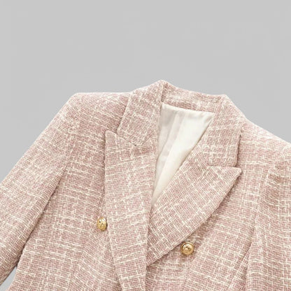 Chic Rosa Tweed Blazer for Kvinner - Ideell for Arbeid eller Arrangementer
