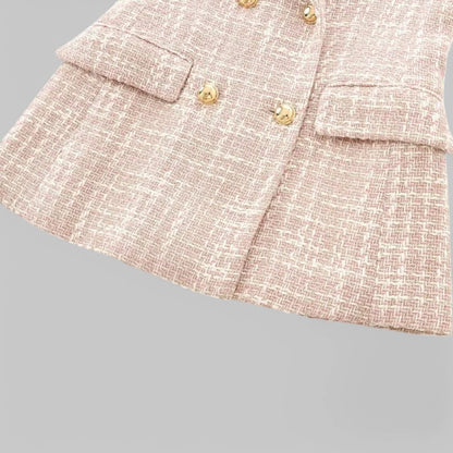 Chic Rosa Tweed Blazer for Kvinner - Ideell for Arbeid eller Arrangementer