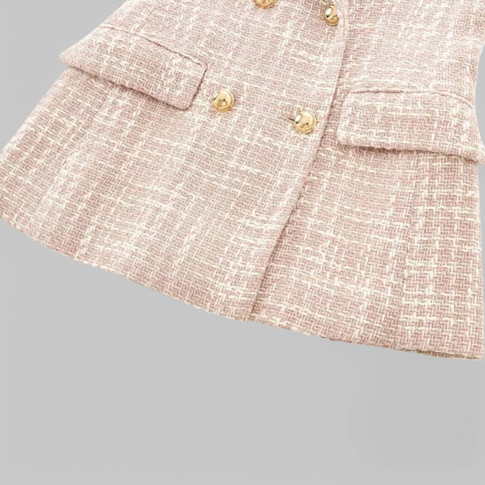 Chic Rosa Tweed Blazer for Kvinner - Ideell for Arbeid eller Arrangementer