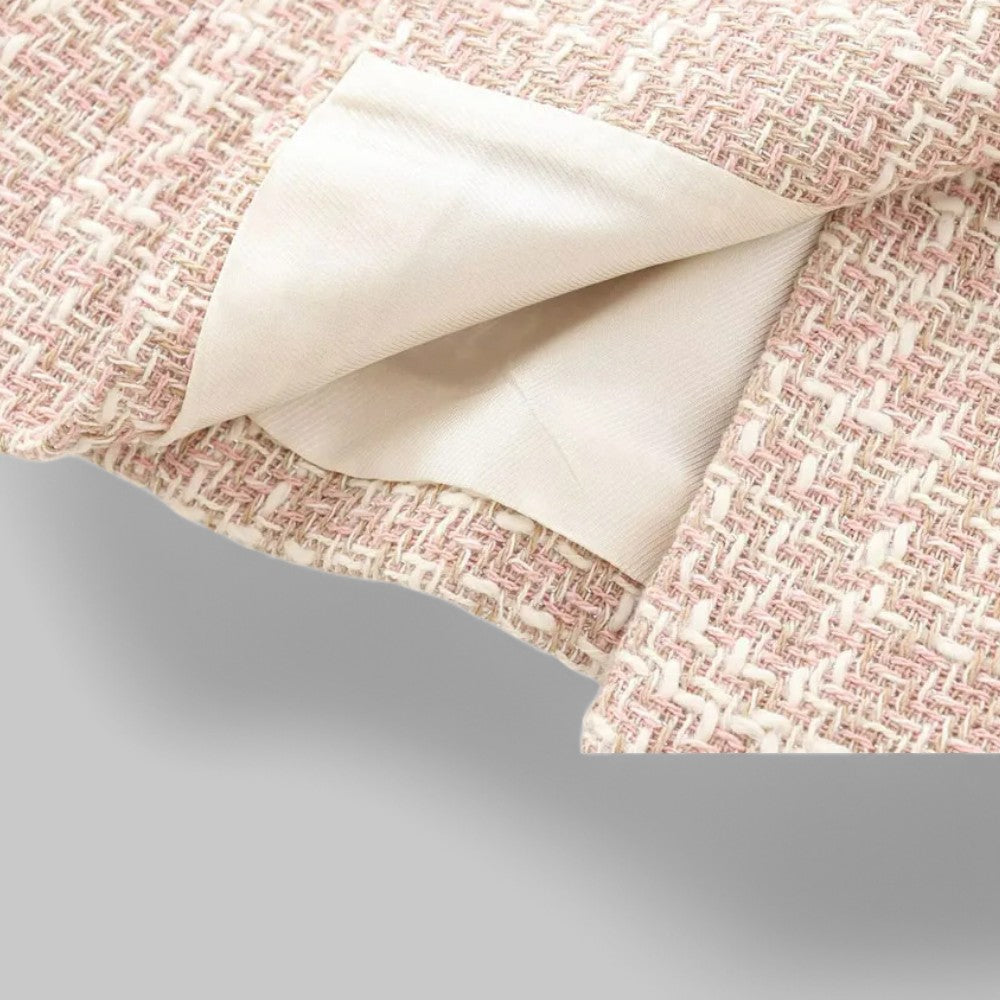 Chic Rosa Tweed Blazer for Kvinner - Ideell for Arbeid eller Arrangementer