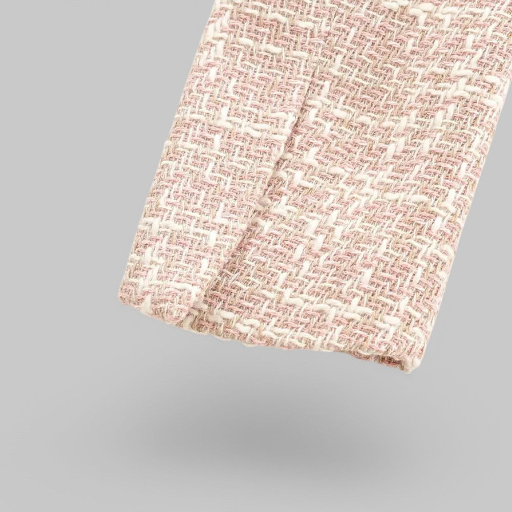 Chic Rosa Tweed Blazer for Kvinner - Ideell for Arbeid eller Arrangementer