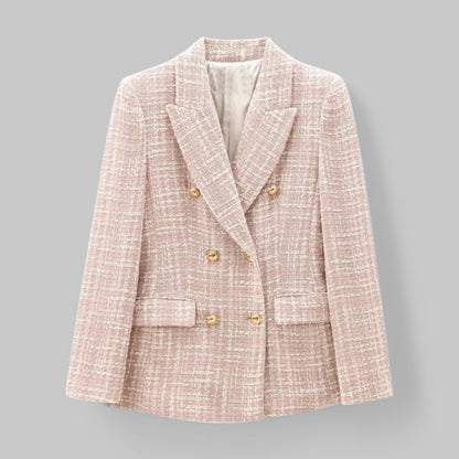 Chic Rosa Tweed Blazer for Kvinner - Ideell for Arbeid eller Arrangementer