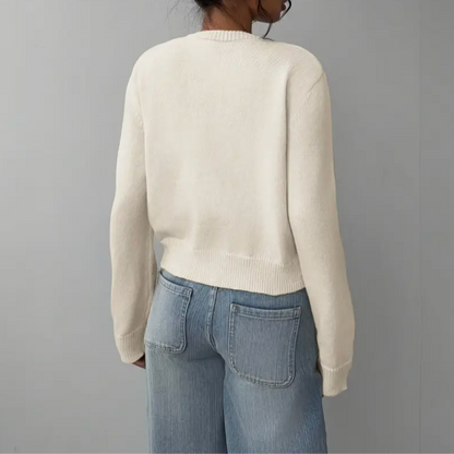 Chic Cropped Knapp Cardigan – Koselig Strikk for Hverdagsstil