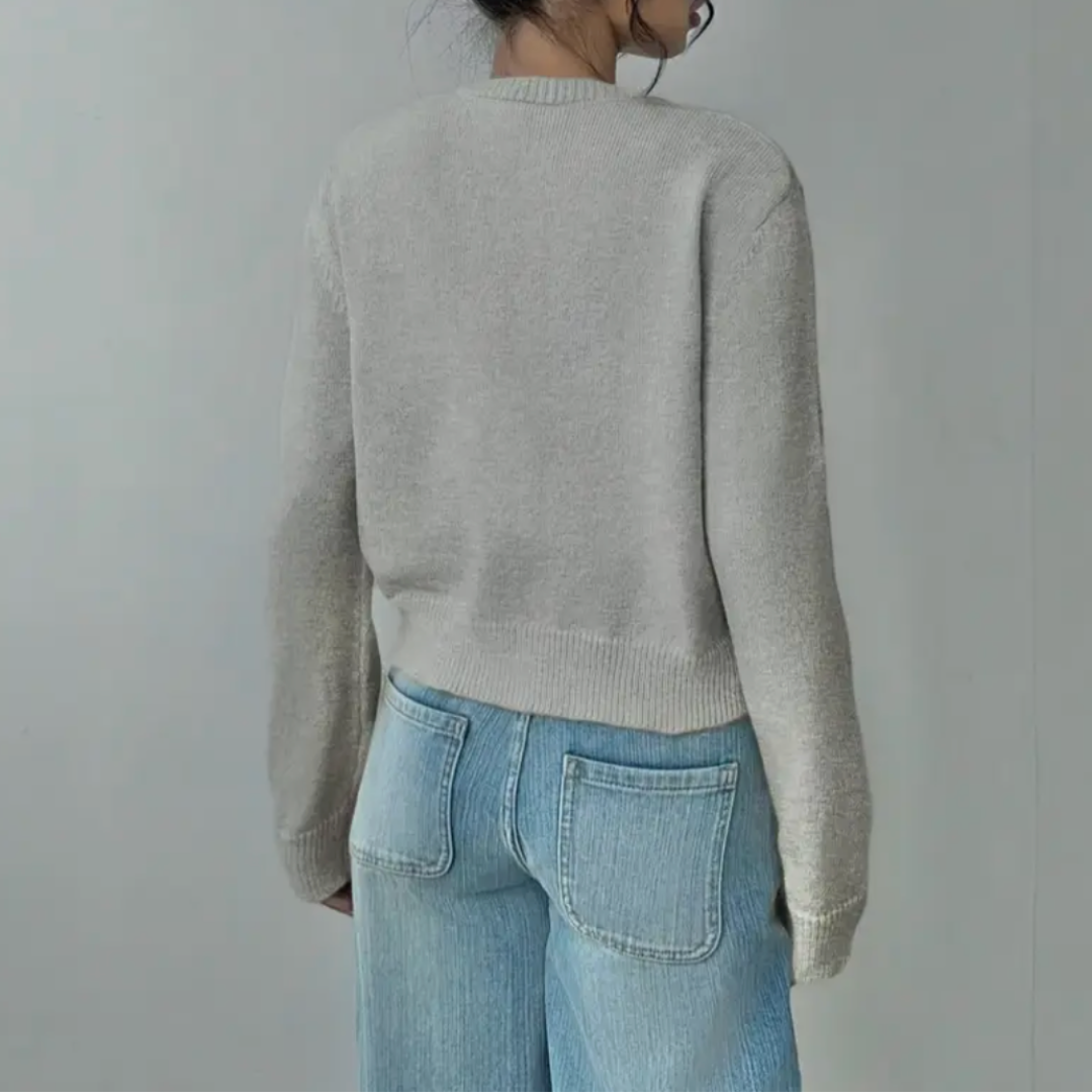 Chic Cropped Knapp Cardigan – Koselig Strikk for Hverdagsstil