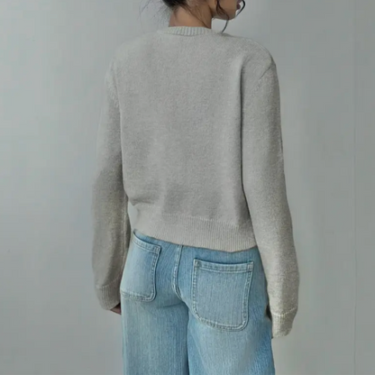 Chic Cropped Knapp Cardigan – Koselig Strikk for Hverdagsstil