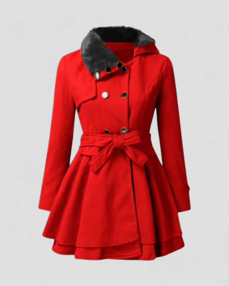 Chic Kvinners Vinterfrakk med Pelskrage