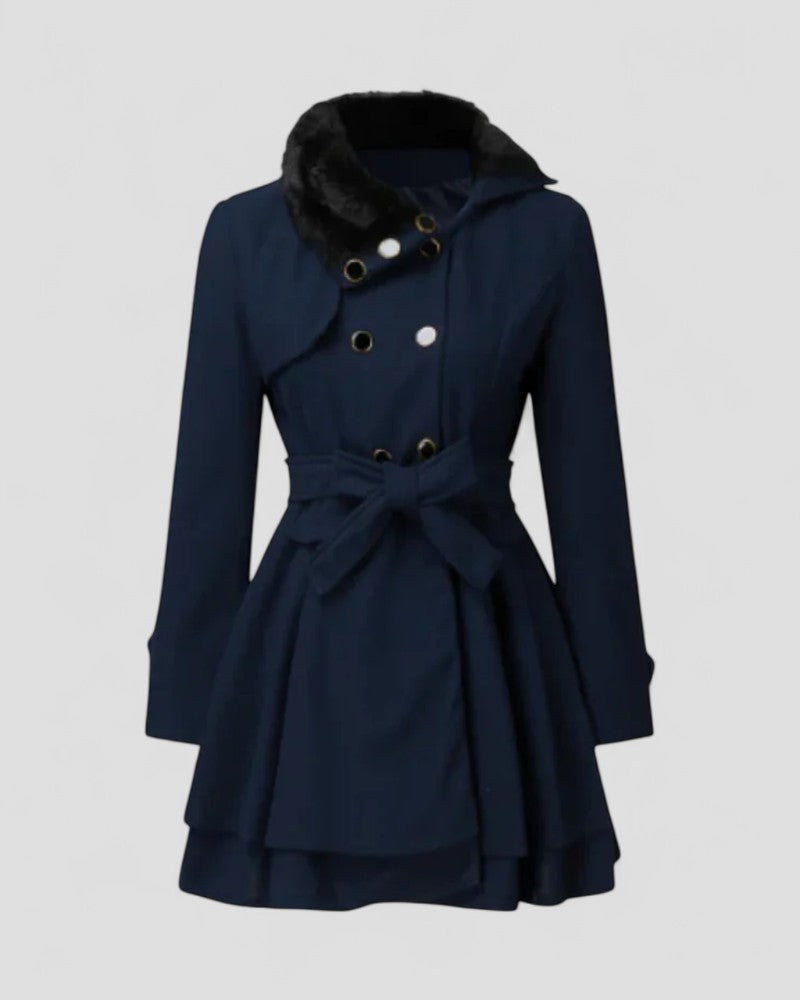 Chic Kvinners Vinterfrakk med Pelskrage