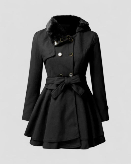 Chic Kvinners Vinterfrakk med Pelskrage